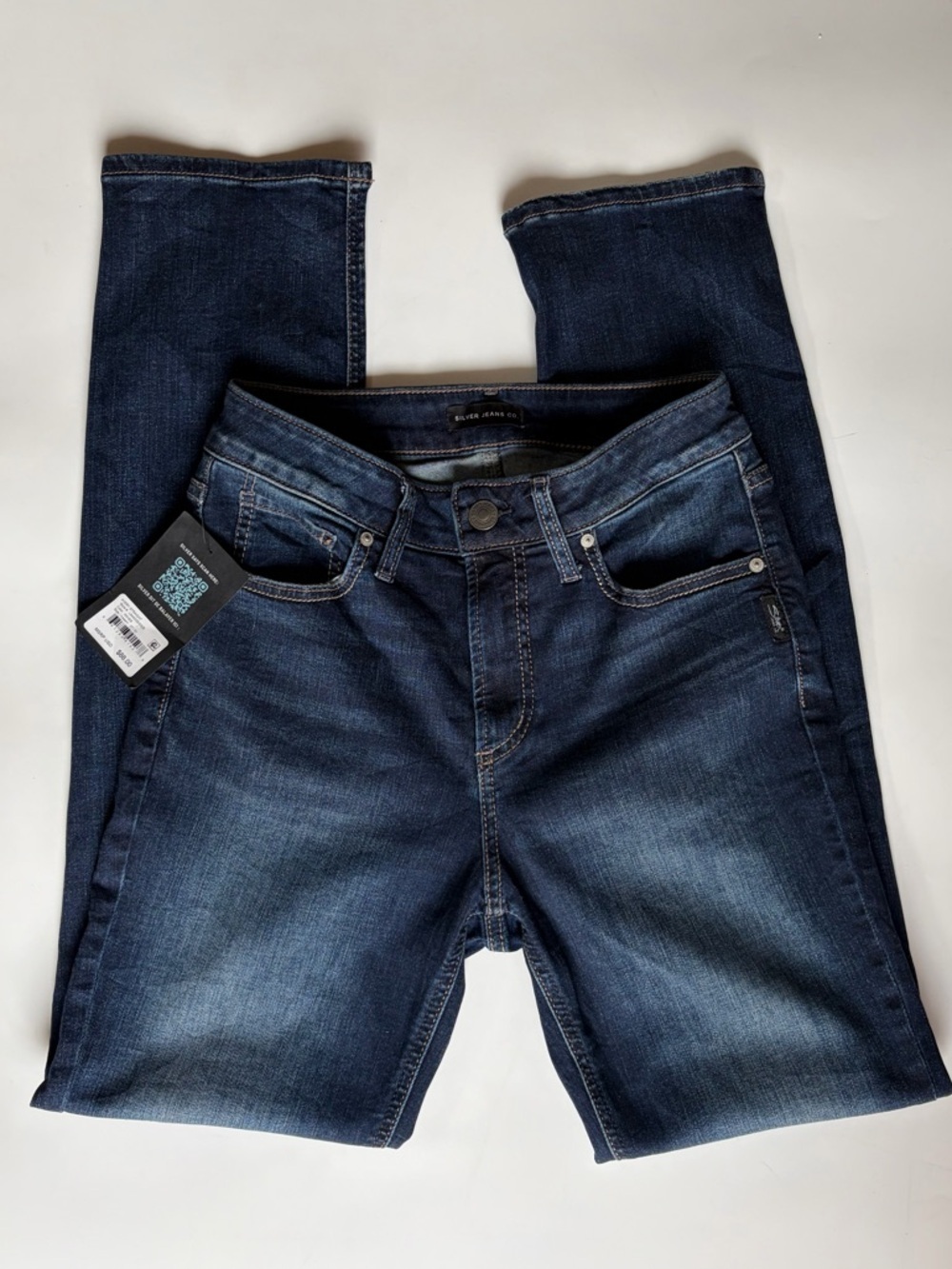 NWT Silver Jeans Avery High Rise Straight Leg Size 27 x 31 Maisie Dark Wash